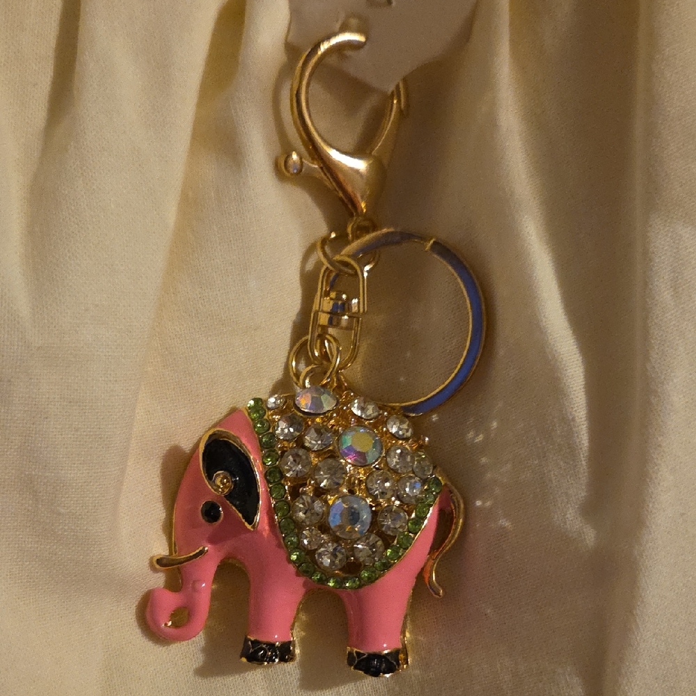 Gold Elephant Key Holder Bag Charm